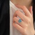 wholesale S925 Sterling Silver Chalcedony Ring for Women, Japanese and Korean New Style Minimalist Fashion Understated Ellipse Open Adjustable Ring-0-0
