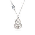 wholesale 999 Silver Hollowed-out Filigree Gourd Necklace with Diamond Inlay and Auspicious Cloud Motif, Fashionable New Chinese Style Minimalist and High-end Pendant-0-4