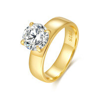 wholesale Plated in 18K Gold, Simple 2-Carat D Color Moissanite Women's Ring, Cross-Border Temu Best-Selling Manufacturer Source-2 carat ring [zircon] gold US size 6