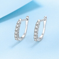 wholesale 925 Sterling Silver Straight Row Ear Studs, Artistic and Fresh Hoop Earrings with Moissanite, Gift for Girlfriend or Best Friend-36 points Moissanite>925 silver