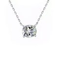 925 Silver Classic Oval Moissanite Pendant Necklace-0-4