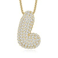 925 Silver Gold-Plated Letter Pendant Choker Necklace for Women-letter L