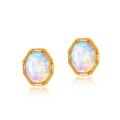 wholesale S925 Sterling Silver Cross-Border New Korean and Japanese Style Minimalist Geometric Opal Stud Earrings Fashion Trendy Women's Earrings Wholesale-0-5