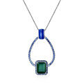 wholesale S925 Silver Vintage-Style Long Pendant Necklace with Natural Topaz Gemstone-0-6