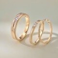 wholesale S925 Sterling Silver Minimalist Geometric Round Diamond Inlaid Unisex Couple Rings, Ins Style High-End Plain Silver Matching Bands-0-1
