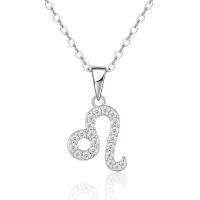 S925 Silver Zodiac Necklace with Moissanite, Customizable Women's Pendant-P16600 Moissanite 1.6mm + 21 beads  925 Silver (Pendant with chain)