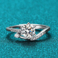925 Silver Button Snowflake Ring Fashion Minimalist Moissanite Manufacturer Direct-0-1