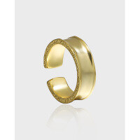 wholesale S925 Sterling Silver JL002 Korean Style Ins Minimalist Textured Wide Band Adjustable Open Ring for Women-Silver [No. 12/Adjustable] Opening adjustable