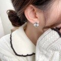 wholesale S925 Sterling Silver Laser Four-Leaf Clover Flower Minimalist Earrings, Fashionable Light Luxury Small-Chic Style Design Versatile Ear Accessories-0-1