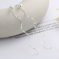 wholesale S925 Sterling Silver Trendy European Style Exaggerated Long Wave Pattern Stitched Bead Earrings-0-2