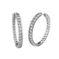 wholesale 925 Silver Fashionable European and American New Design Full Diamond Pave 3*5mm Oval Pigeon Egg Row Diamond Hoop Earrings Cross-border Style-0-4