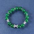 S925 Sterling Silver 10MM Natural Green Chalcedony Buddha Bead Ruyi Pendant Necklace-0-1