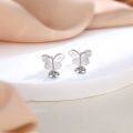 wholesale S925 Sterling Silver Butterfly Earrings for Women, Simple and Versatile Cross-Border New Product Zircon Bow Earrings with Design Sense-0-3