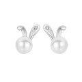 wholesale S925 Sterling Silver Rabbit Pearl Earrings for Women, Minimalist Small Design, New Trendy High-End Sense Ear Piercing Jewelry-0-4