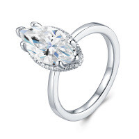 Sterling Silver Customizable Stackable Moissanite Women's Rings-R16046 Mozzarella 7*14+28 tablets  US size 7/Hong Kong size 15