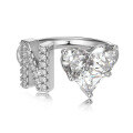 wholesale S925 Sterling Silver European and American Cross-Border Women's Ring with Personalized Letters, Heart, Zircon Inlaid, Adjustable Opening Silver Jewelry for Women-0-17