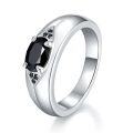 wholesale Plated in 18k Gold Sterling Silver Men's Ring with 1 Carat 5*7mm Oval Black Moissanite, Tested by a Diamond Tester-0-0