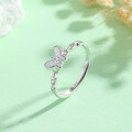 wholesale 925 Sterling Silver Minimalist Butterfly White Shell Zircon Ring for Women, Small and Fresh Niche Design, Internet Celebrity Trendy Personalized Band-0-2