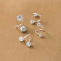 wholesale 990 Sterling Silver Sweet Ins Style Super Sparkling Full Diamond Round Ball Wave Earrings Flash Diamond S-Shaped Ear Cartilage Stud M06652-0-0