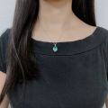 wholesale S925 Sterling Silver Green Spinel Necklace Collarbone Chain Minimalist Elegant Gem Pendant New Arrival-0-3