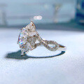 wholesale 925 Silver New Ins Style Ring 6*8 Oval Shining Snowflake Diamond Ring for Women-0-2