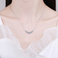 S925 Silver D Color Moissanite Necklace Women's Smile Seven Princess 17ct Simple Collarbone Pendant-0-2