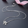 wholesale S925 Sterling Silver Korean Fashion OL Temperament Necklace for Women Cross-Border New Arrival Accessory Diamond-Encrusted Creative Minimalist Flower Collarbone Chain-0-3