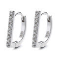 wholesale 925 Sterling Silver Row of Diamonds Ear Hoops with Secure Closure, Minimalist and Fashionable Creative Individualistic Understated Style Design Earrings-0-0