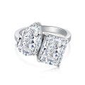 wholesale S925 Sterling Silver Cross-Border European and American High-End Icy Zircon Hand-Set Super Sparkling Champagne Closed Ring-0-10