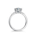 Silver Moissanite Ring Four Prong Sparkling Diamond-0-0