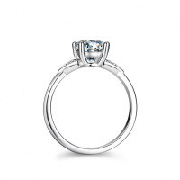 Silver Moissanite Ring Four Prong Sparkling Diamond-1 carat (set with D color moissanite)  13 yards