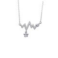 wholesale 925 Sterling Silver ECG Necklace Women's Korean Style Heartbeat Pendant Minimalist Chic Collarbone Chain-0-4