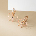 wholesale S925 Sterling Silver Fresh and Sweet Ins Style Niche Exquisite Carved Bow Ear Studs M0666-0-4