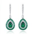 wholesale Sterling Silver New 3ct Teardrop 8*12 Emerald High Carbon Diamond Earrings for Women,Ins Luxury Earrings-0-5