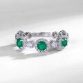 wholesale S925 Sterling Silver Women's Luxury Lab-Grown Emerald Ring Full Diamond Micro-Paved Band High-End Index Finger Ring Wholesale-0-3