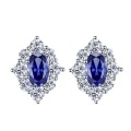 wholesale S925 Sterling Silver Geometric and Personality Tanzanite Color Inlaid Stud Earrings for Women, Hot Selling New Style-0-4