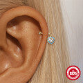 wholesale S925 Sterling Silver Irregular Marquise Heart Floral Beaded Threaded Ear Cuff with Diamond Accents-0-3