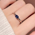 wholesale 925 sterling silver jewelry new style simulated diamond 4*6mm red blue white ring fashionable minimalist unisex-0-1