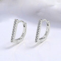wholesale 925 Sterling Silver Row of Diamonds Ear Hoops with Secure Closure, Minimalist and Fashionable Creative Individualistic Understated Style Design Earrings-0-5