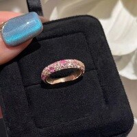 wholesale S925 Sterling Silver Plated Rose Gold Pink Ruby Powder Diamond Pavé Stackable Ring Gradient Pink Diamond Ring Elegant and Light Luxury-Rose Gold US Size 8 (Hong Kong 16-18)