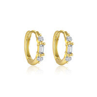 wholesale S925 Sterling Silver Rhinestone Light Luxury Earrings Set, Ultra Sparkling And Minimalist For Women-E4811-Gold/Pair 925 Silver