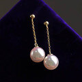 wholesale 18K Gold + Natural Japanese Akoya Seawater Pearl Earrings, Stylish Ins Fashion Earring Accessories Custom Processing-0-3