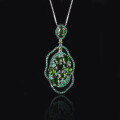 wholesale S925 Sterling Silver Natural Diopside Pendant with Amethyst and Green Chalcedony Necklace, Niche Style-0-4