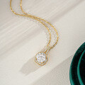 14K Gold Plated 925 Sterling Silver Square Moissanite Pendant Necklace for Women-0-0