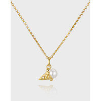wholesale Sterling Silver with Pearl, Summer New Ice Cream Necklace S295, Niche Design, Cool Summer Gift for Women-K gold 925 silver