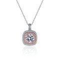 wholesale S925 silver necklace for women, plated with two-tone rose gold and set with Moissanite simulated diamond, fashionable collarbone chain, perfect gift for girlfriend-0-4