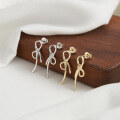 wholesale S925 Silver Ultra Sparkly Bow Earrings, Minimalist Luxury Ear Piercing Women's Jewelry Wholesale-0-1