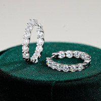 925 Silver Moissanite Earrings, Fashionable and Elegant Cross-Border Personality Studs, Amazon Best-Seller-Inlaid with moissanite  925 silver