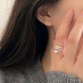 wholesale S925 Sterling Silver Bow Pearl Ring for Women, Fashion Minimalist Versatile Twist Ring, Japanese and Korean New Style-0-3