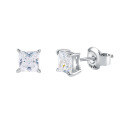 wholesale S925 Sterling Silver Fashion Princess Cut Moissanite Stud Earrings 15/2/3 Carat Eagle Claw Earrings-0-4